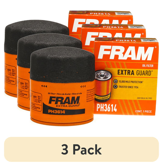 (3 pack) FRAM Extra Guard Filter PH3614, 10K mile Change Interval Oil Filter Fits select: 2003-2018 FORD FOCUS, 2005-2023 FORD ESCAPE